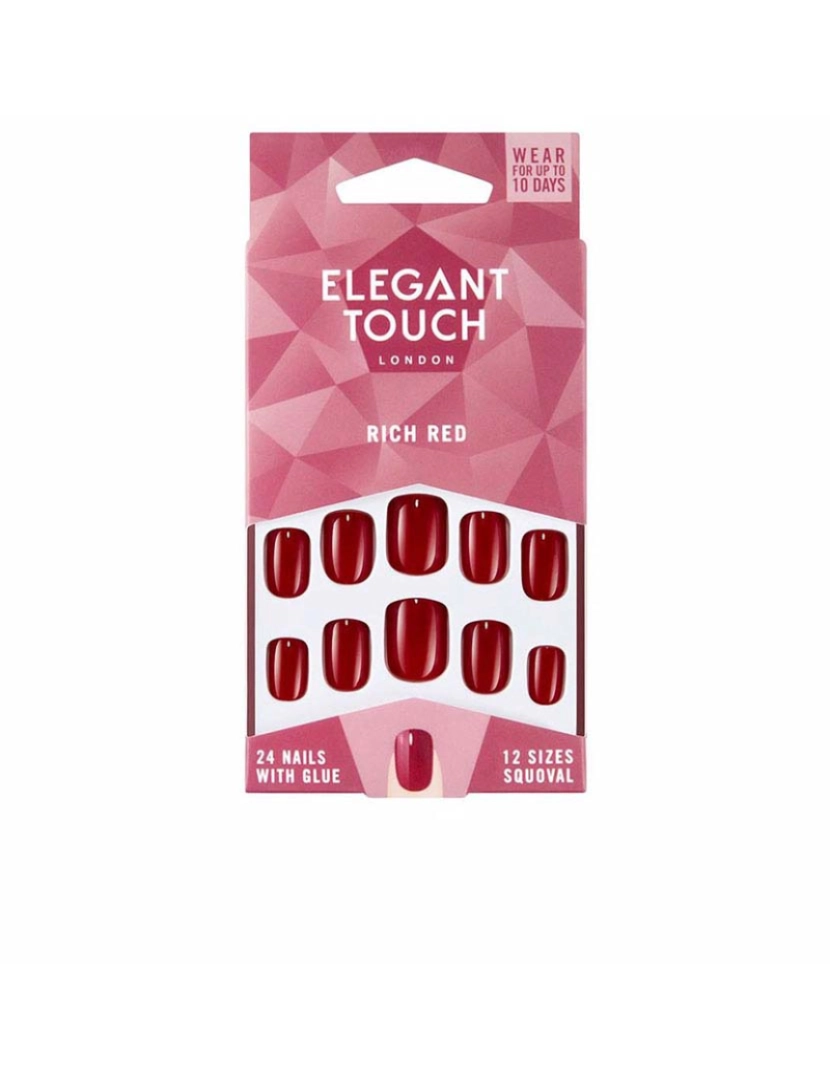 Elegant Touch - Unhas falsas Polished Colour 24 Nails With Glue Squoval #Rich Red