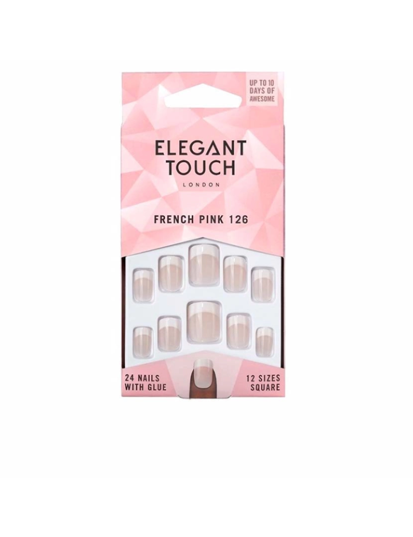 Elegant Touch - French Pink Nails With Glue Square #126-S 24 U