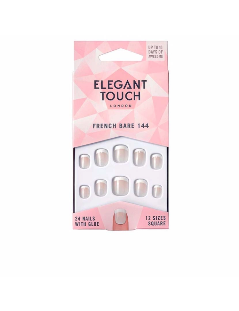 Elegant Touch - French Bare Nails With Glue Square #144-Xs 24 U