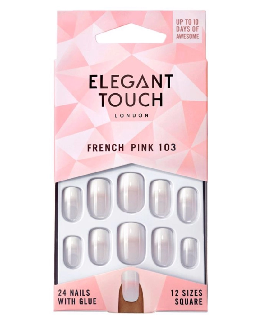 Elegant Touch - French Pink Nails With Glue Square #103-m Elegant Touch