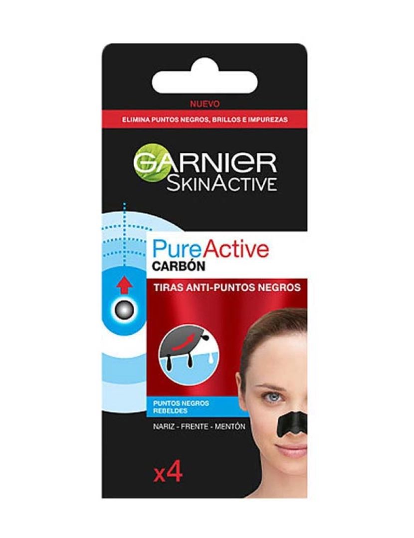 Garnier - Bandas Tira Pontos Negros Pure Active Carbon 4Uds