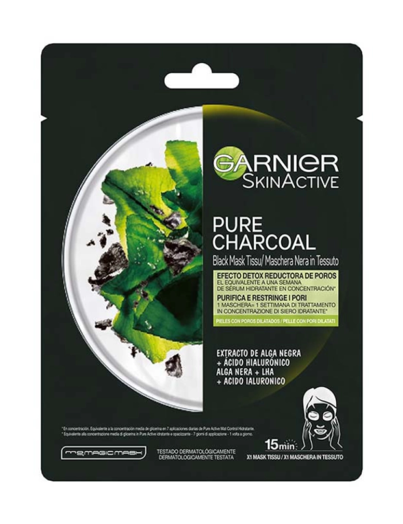 Garnier - Máscara Preta de Tecido Efeito Detox Pure Charcoal