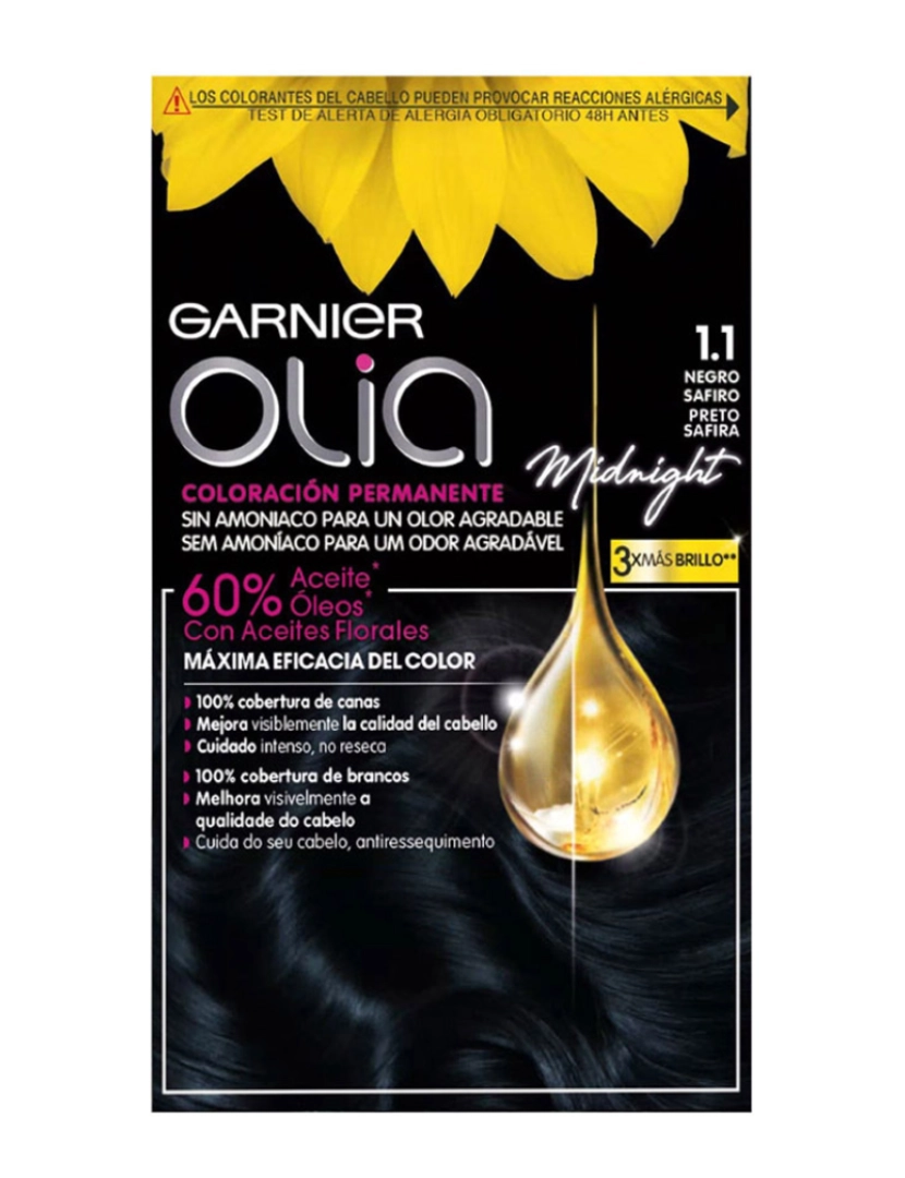 Garnier - Coloração Permanente Olia #1,10 black sapphire 4pçs