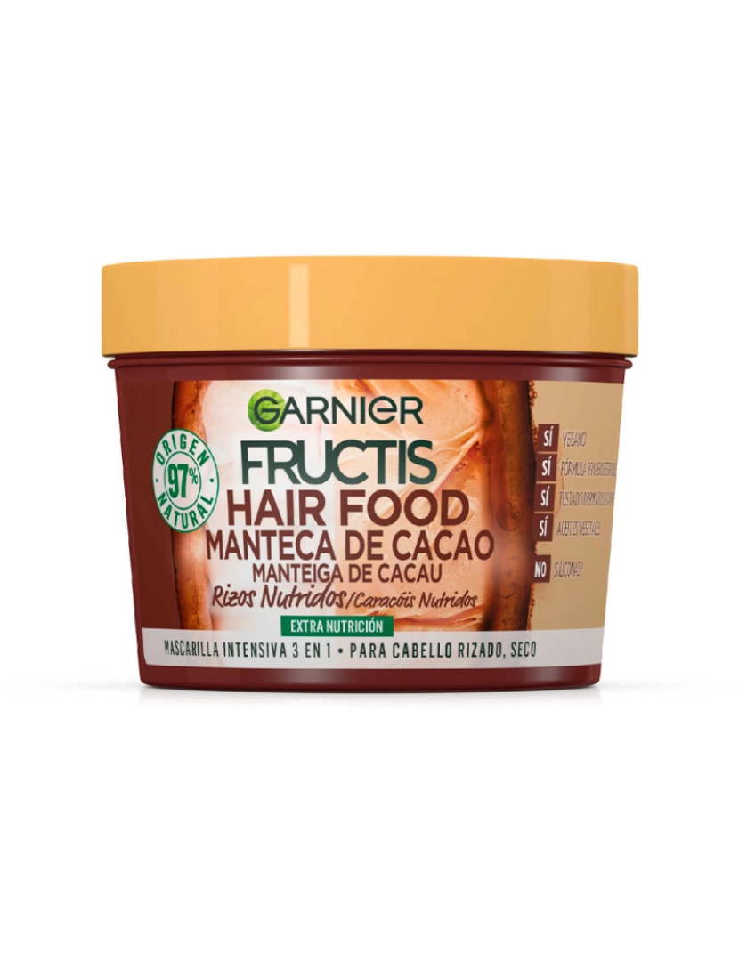 Garnier - Fructis Hair Food Manteca De Cacao Mascarilla Rizos Nutridos Garnier 390 ml