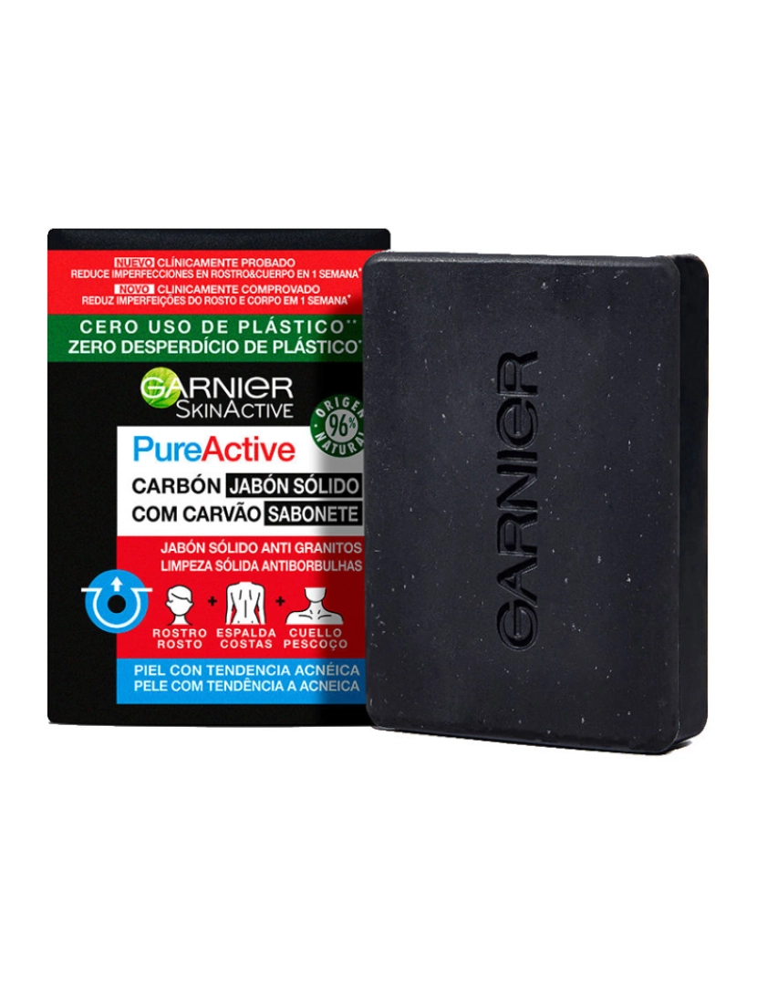 Garnier - Skinactive Pure Active Jabón Sólido Con Carbón 100 Gr 100 g