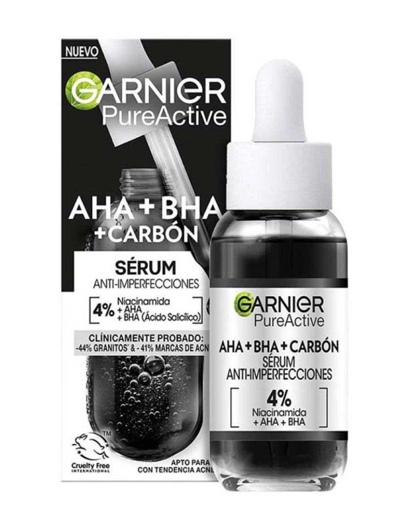 Garnier - Pure Active Aha + Bha + Carbón Sérum Anti-Imperfecciones 30 Ml