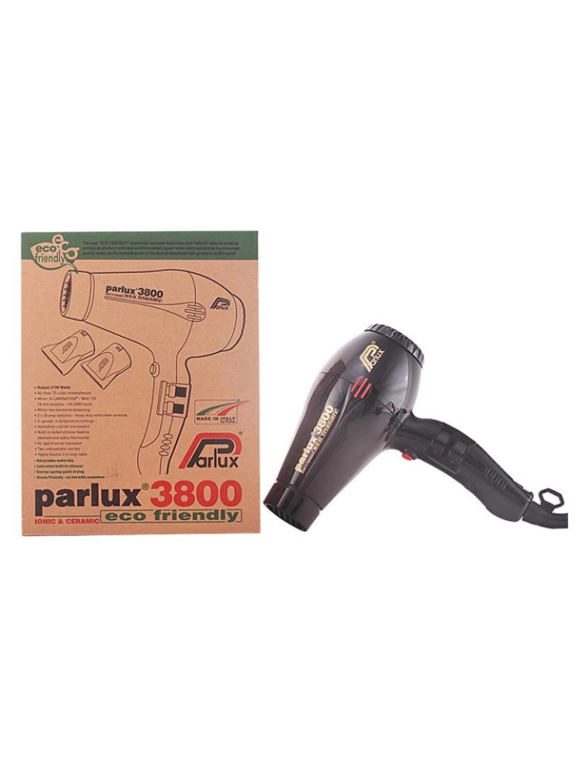 Parlux - Secador de Cabelo 3800 Ionic & Ceramic Preto Parlux
