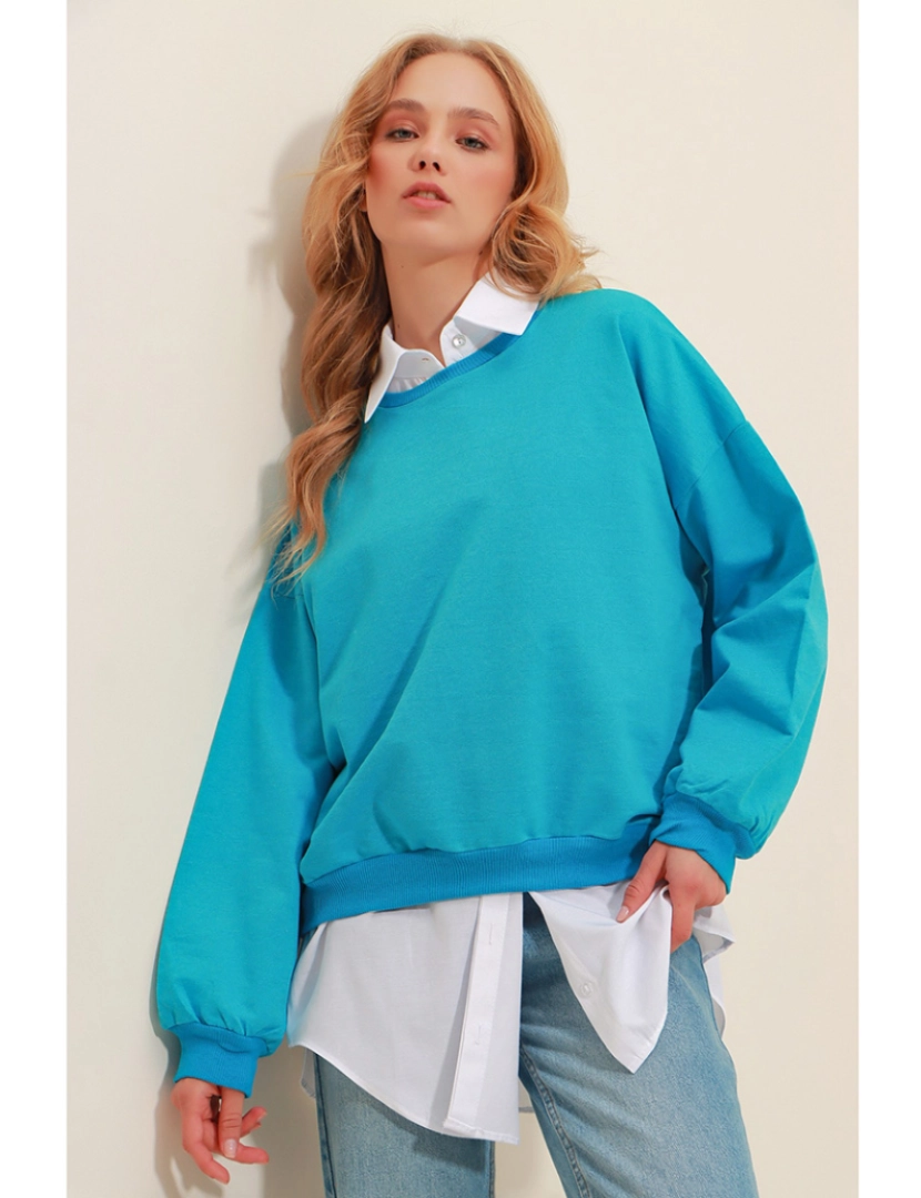 Vaggon - Sweatshirt Senhora Azul Turquesa