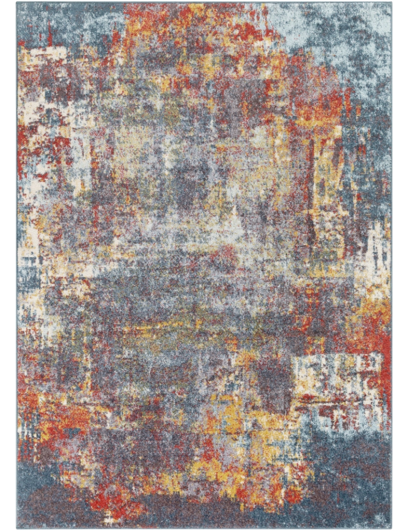 imagem de Tapete Abstracto Moderno - CASSANDRA - 157 x 213 cm - Multicolor - Azul e Vermelho2