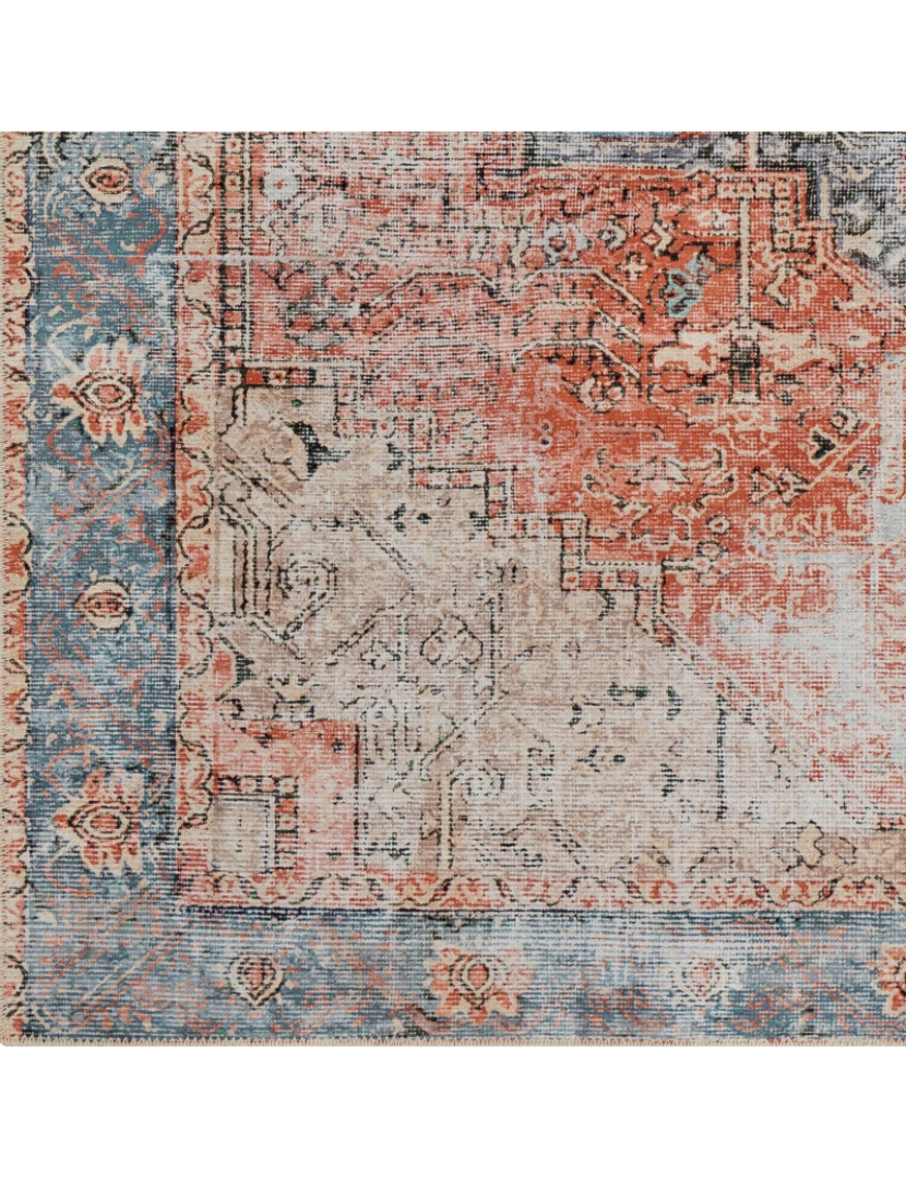 imagem de Tapete Laváveis à Máquina - Vintage Oriental - LANA - 160 x 220 cm - Vermelho e Azul6