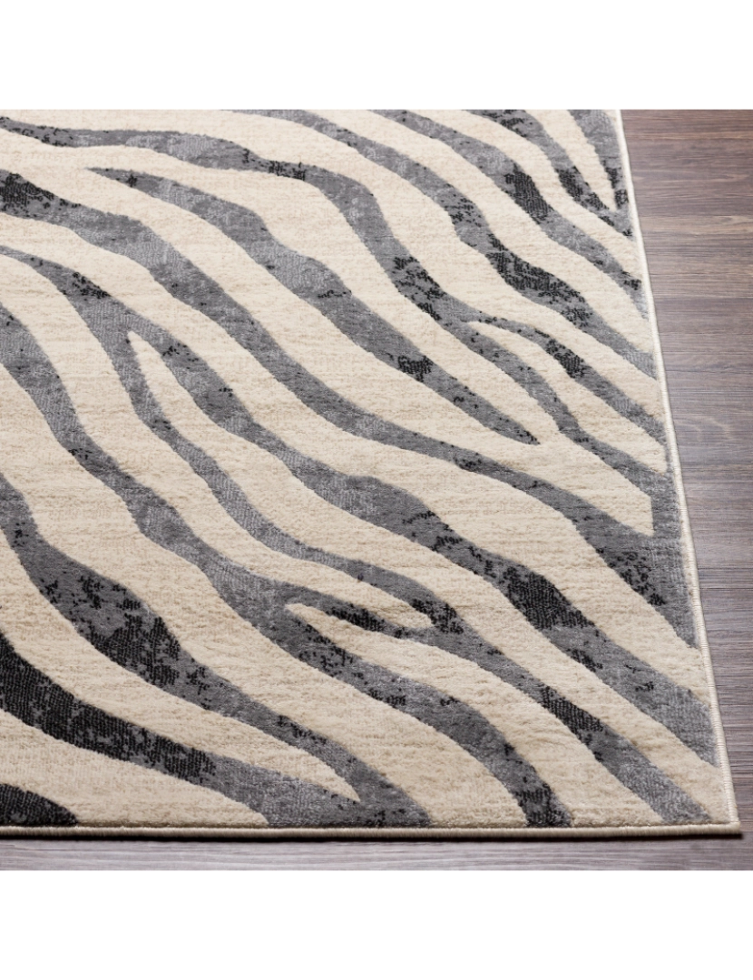 imagem de Tapete Geométrico Estilo Zebra - CYBELE - 80 x 220 cm - Preto e Bege5