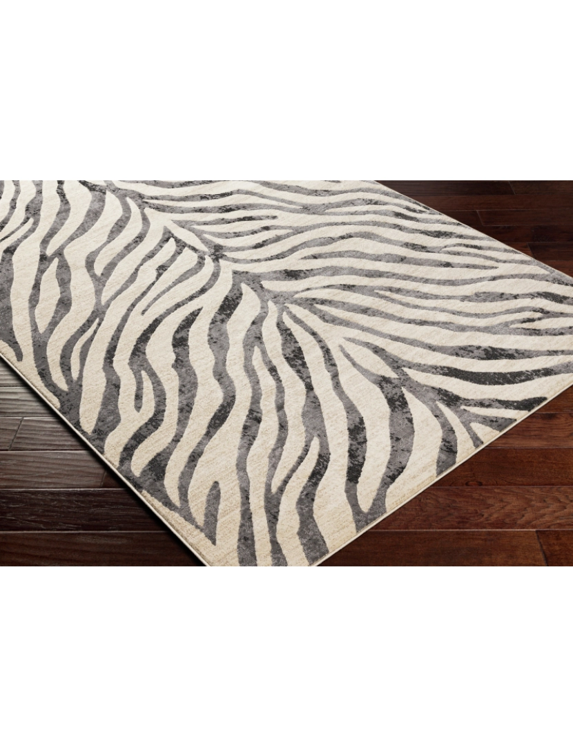 imagem de Tapete Geométrico Estilo Zebra - CYBELE - 80 x 220 cm - Preto e Bege7