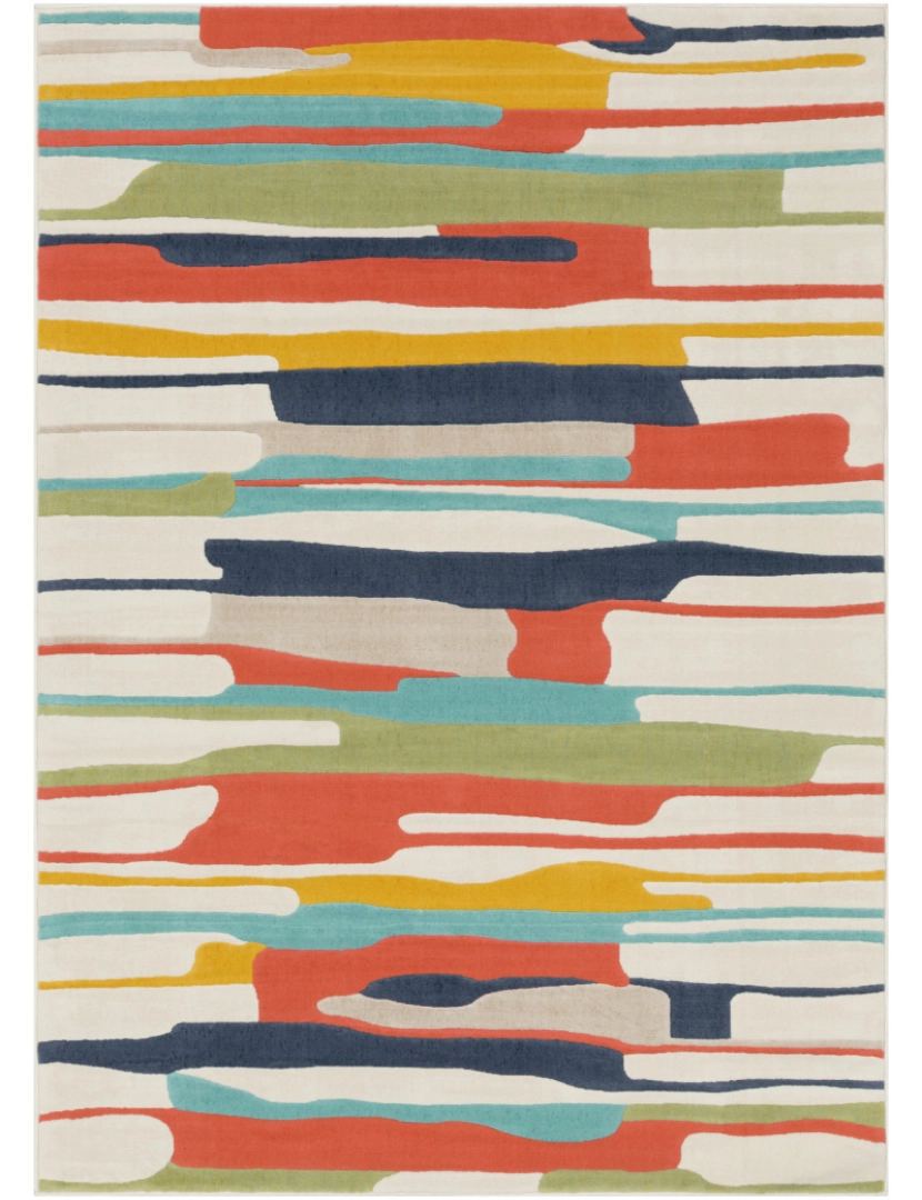 imagem de Tapete Geométrico Pop Art - WING - 120 x 170 cm - Multicolor - Laranja e Aqua2