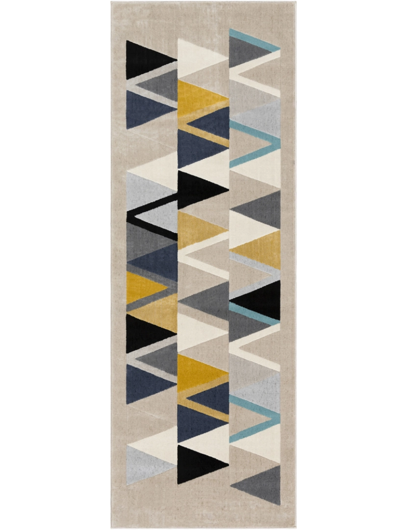 imagem de Tapete Geométrico Pop Art - DELPHINE - 80 x 220 cm - Multicolor - Mostarda e Aqua2