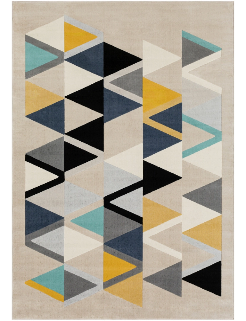 imagem de Tapete Geométrico Pop Art - DELPHINE - 200 x 275 cm - Multicolor - Mostarda e Aqua2