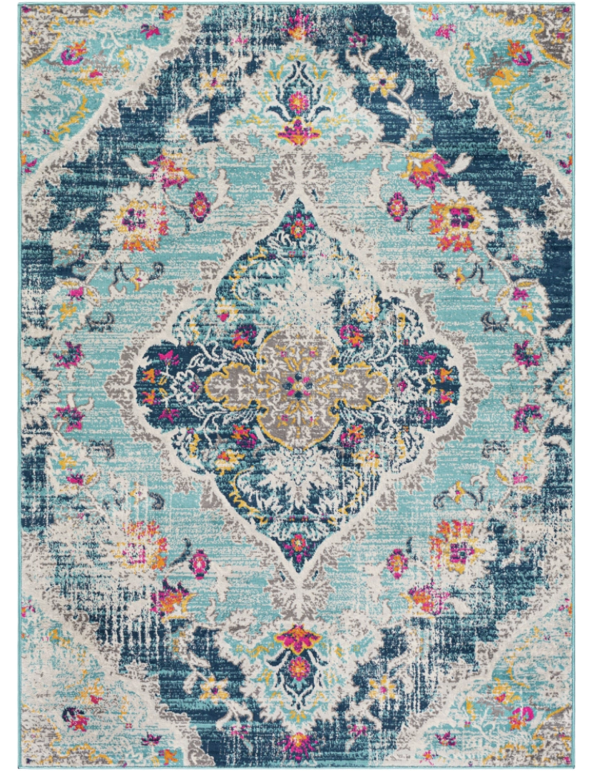 imagem de Tapete Vintage Oriental - ROMY - 200 x 275 cm - Azul e Cinza2