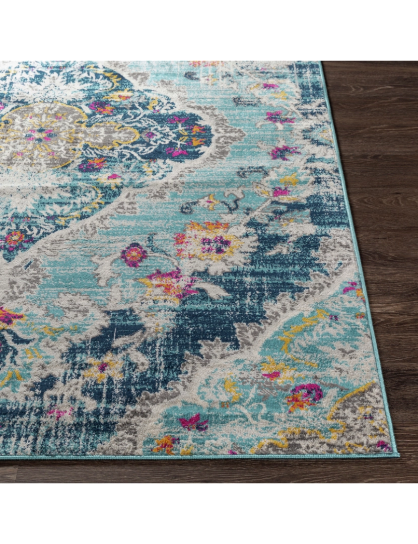 imagem de Tapete Vintage Oriental - ROMY - 200 x 275 cm - Azul e Cinza5