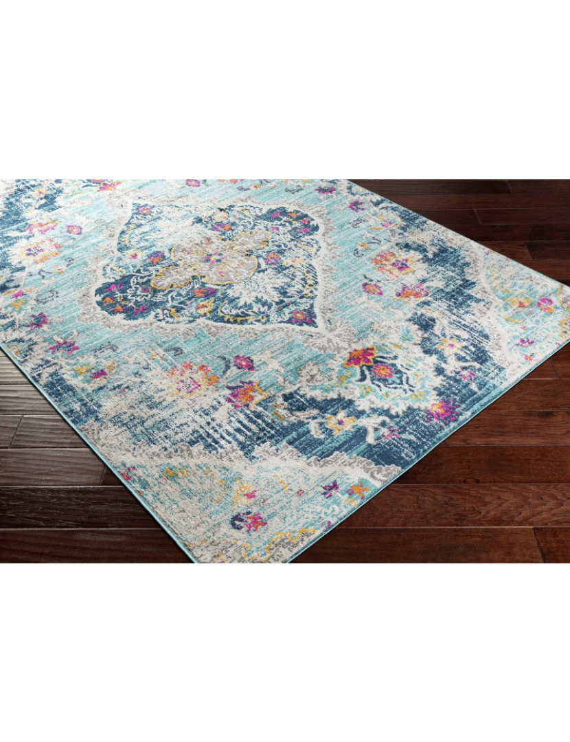 imagem de Tapete Vintage Oriental - ROMY - 200 x 275 cm - Azul e Cinza7