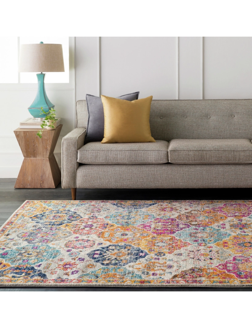 Surya - Tapete Vintage Floral Oriental - INES - 160 x 220 cm - Multicolor - Mostarda e Laranja