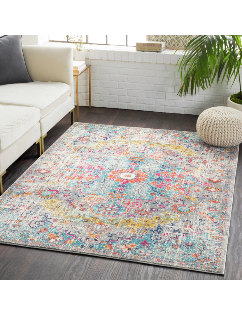 Surya - Tapete Vintage Oriental - INAYA - 200 x 275 cm - Multicolor - Cinza e Azul