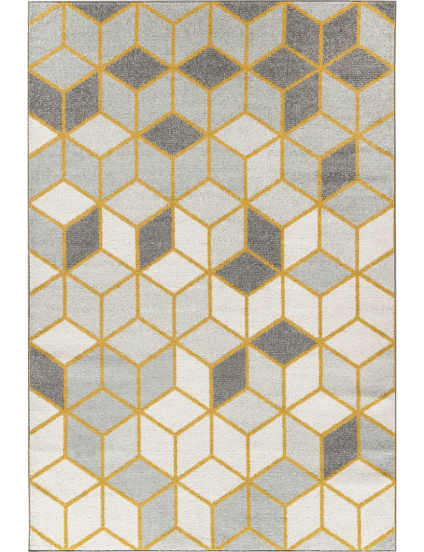 imagem de Tapete Geométrico Escandinavo - UNICE - 120 x 170 cm - Branco e Ouro2