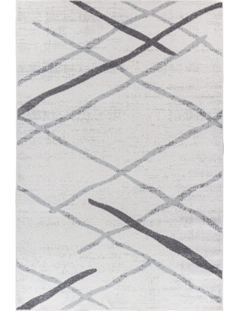 imagem de Tapete Geométrico Escandinavo Listrado - FELICIA - 120 x 170 cm - Branco e Cinza Claro2