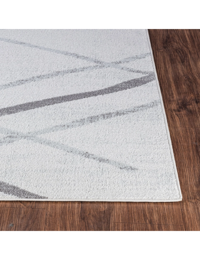 imagem de Tapete Geométrico Escandinavo Listrado - FELICIA - 120 x 170 cm - Branco e Cinza Claro5