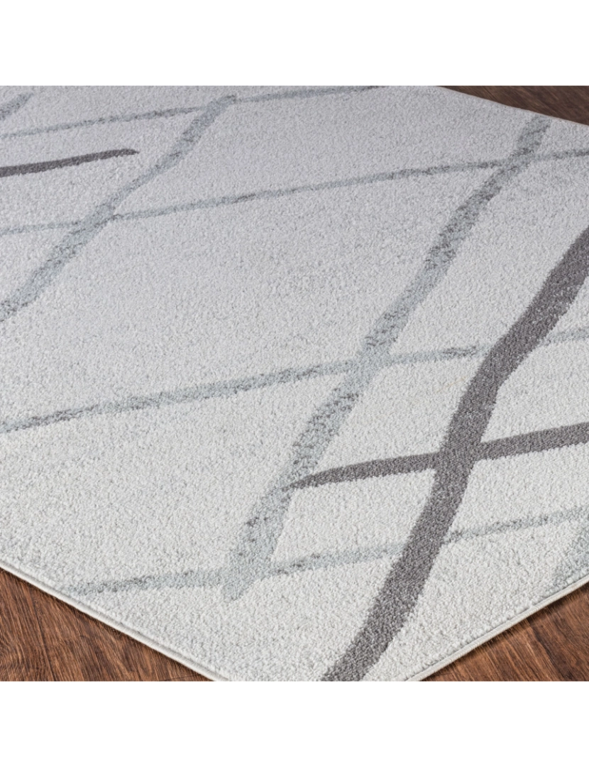imagem de Tapete Geométrico Escandinavo Listrado - FELICIA - 120 x 170 cm - Branco e Cinza Claro7