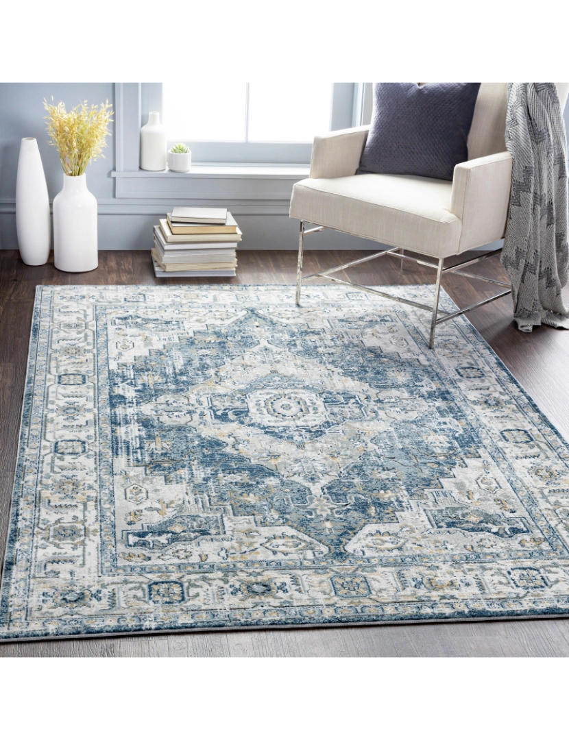 Surya - Tapete Vintage Oriental - DALILA - 160 x 220 cm - Cinza e Azul