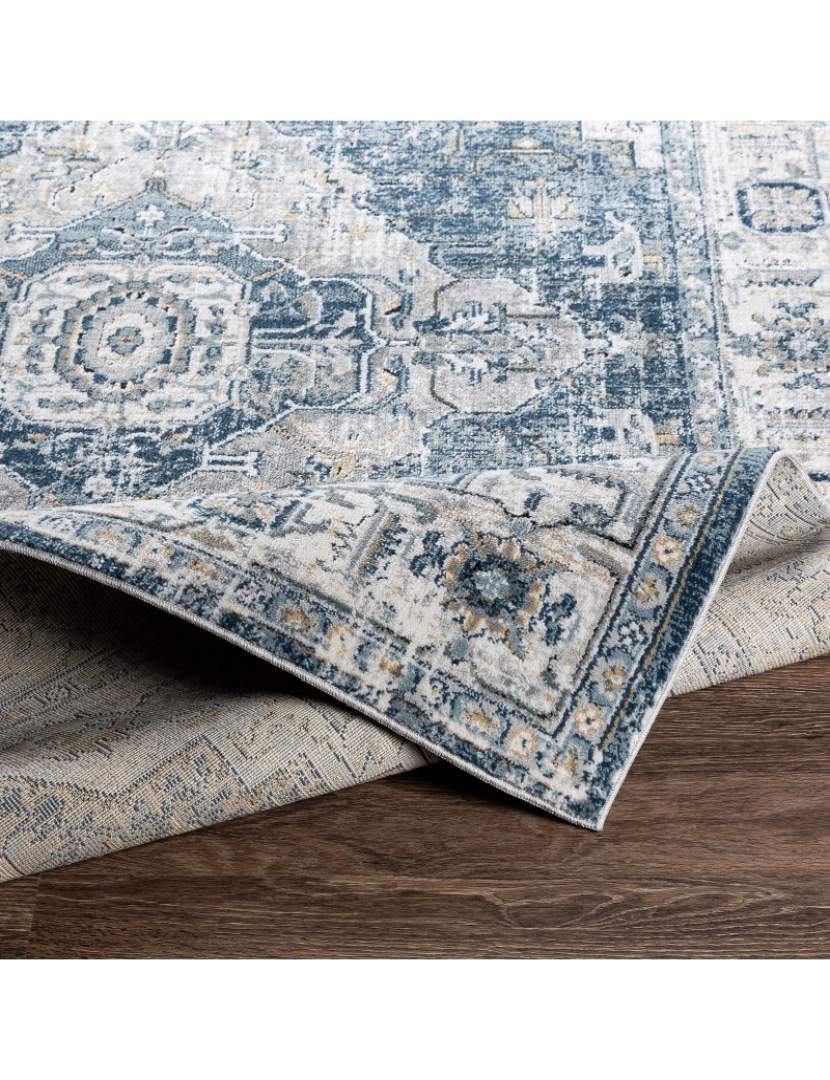 imagem de Tapete Vintage Oriental - DALILA - 200 x 275 cm - Cinza e Azul3