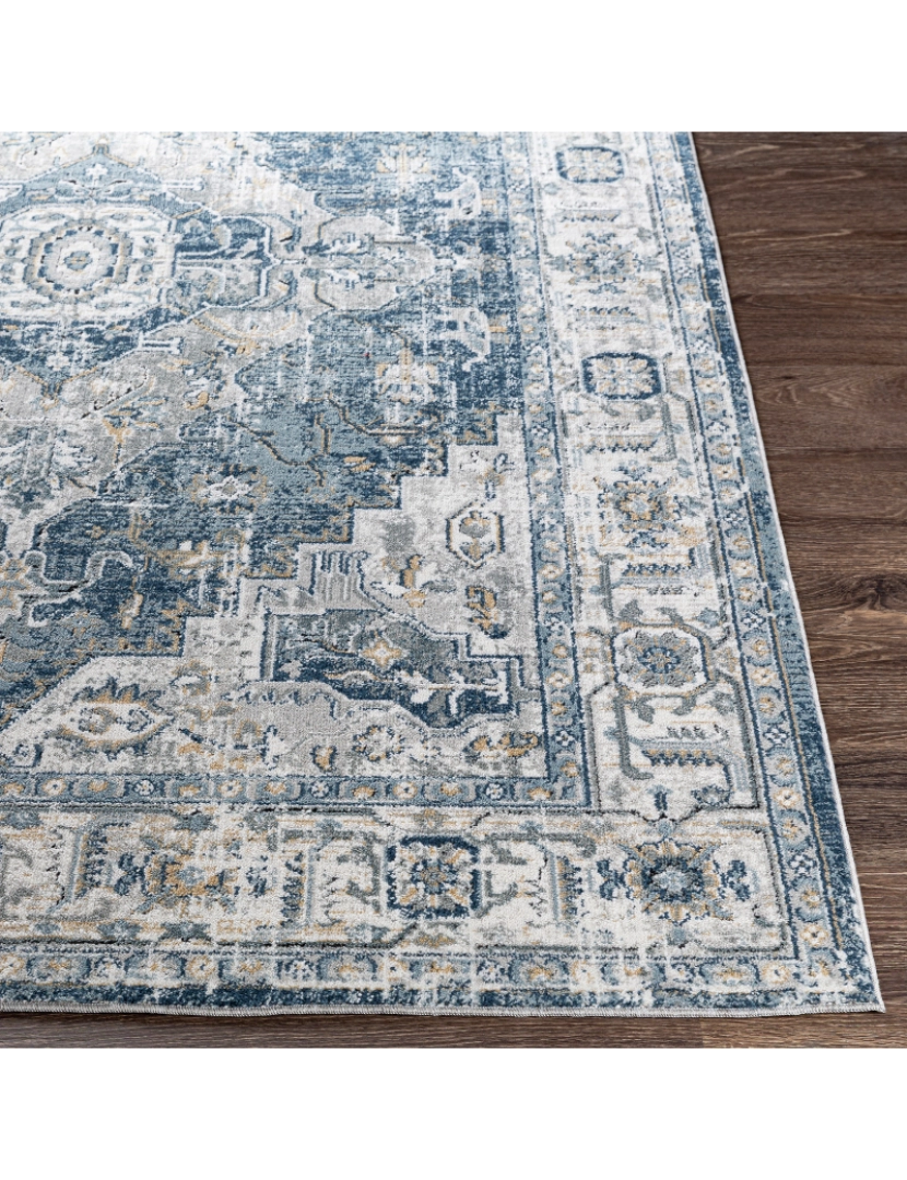 imagem de Tapete Vintage Oriental - DALILA - 200 x 275 cm - Cinza e Azul4