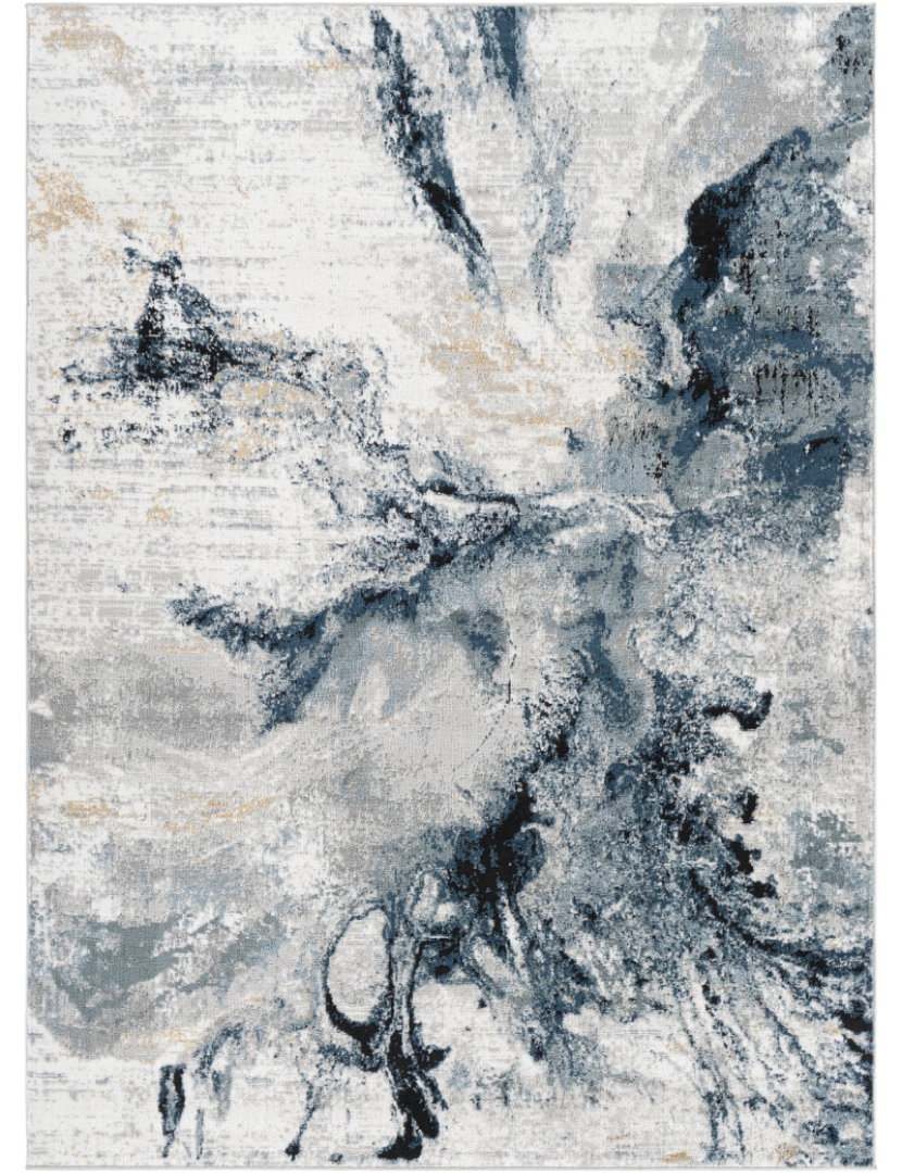 imagem de Tapete Abstracto Efeito Mármore - YASMINE - 160 x 220 cm - Cinza e Azul1