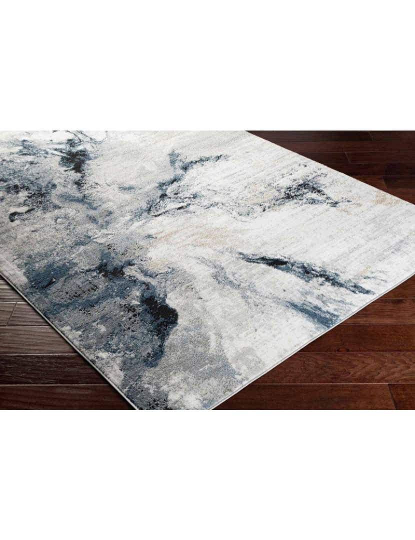 imagem de Tapete Abstracto Efeito Mármore - YASMINE - 160 x 220 cm - Cinza e Azul6
