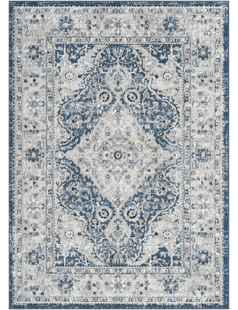 imagem de Tapete Vintage Oriental - KALILA - 160 x 220 cm - Azul Escuro e Cinza2