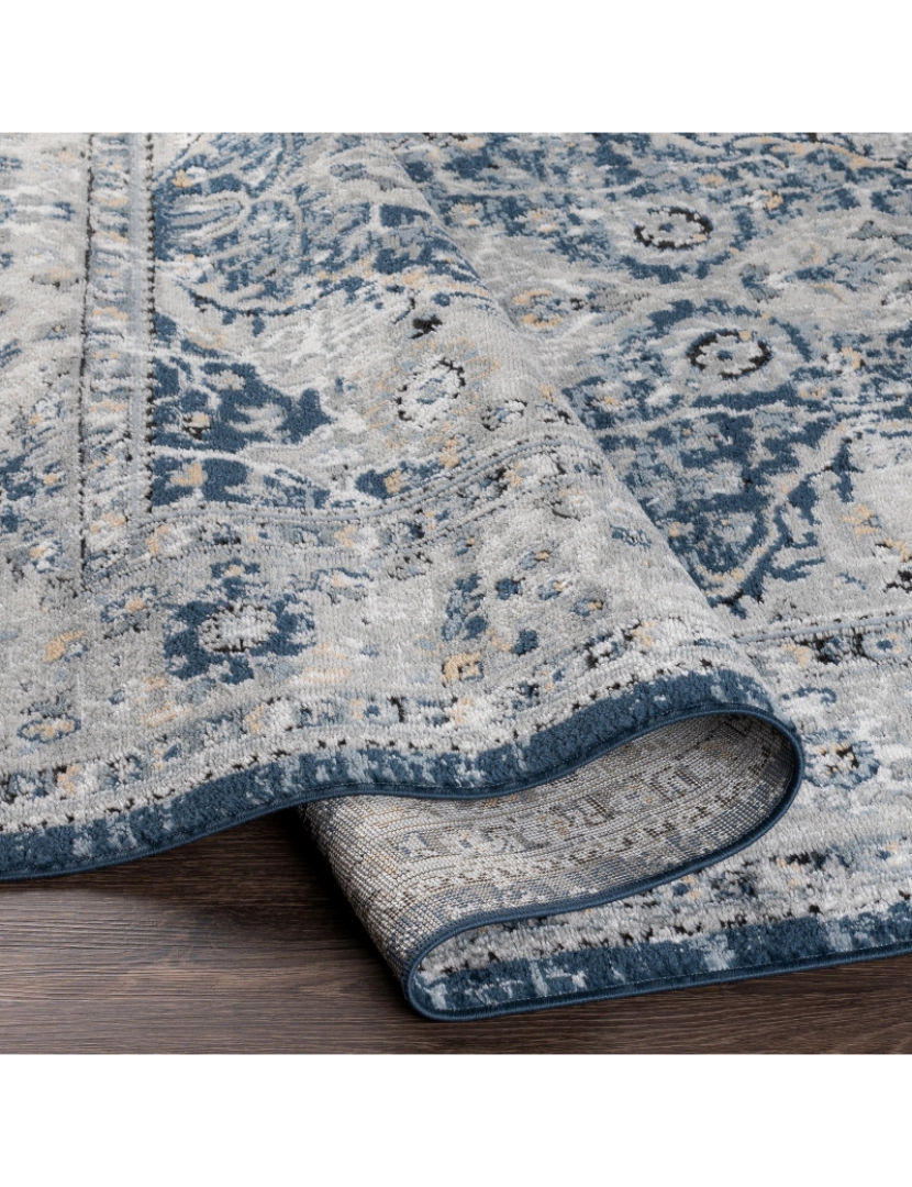 imagem de Tapete Vintage Oriental - KALILA - 160 x 220 cm - Azul Escuro e Cinza3