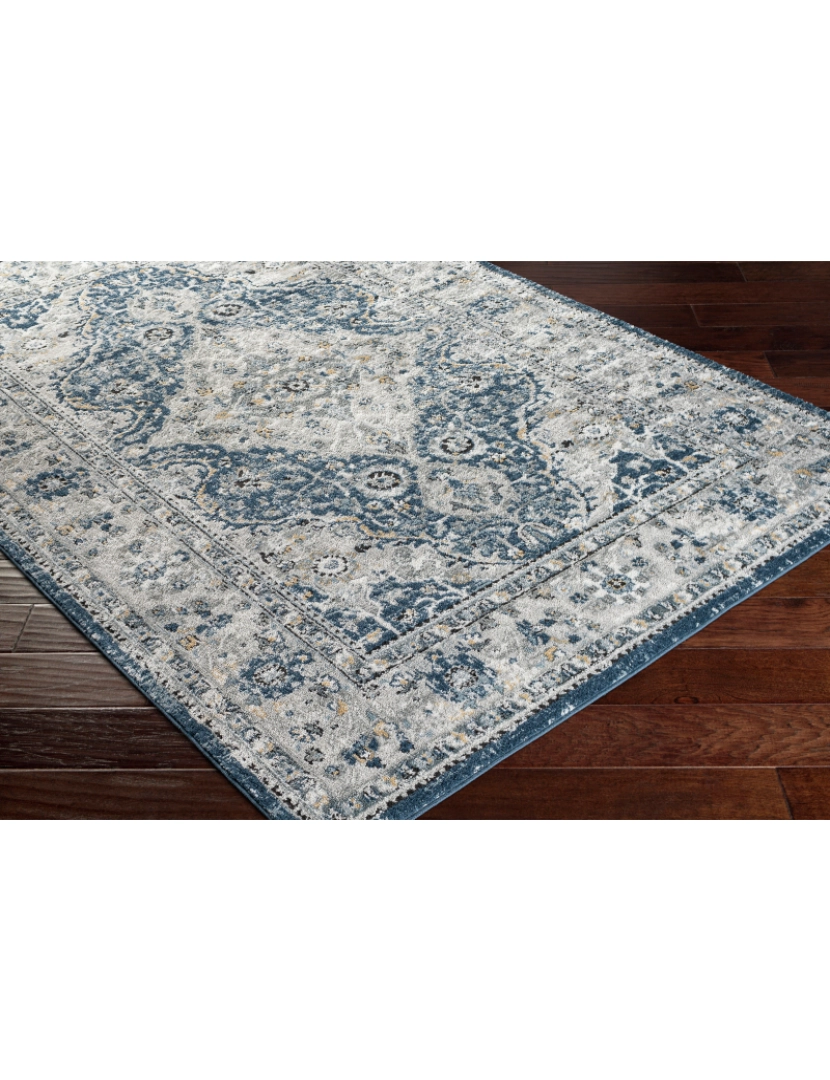 imagem de Tapete Vintage Oriental - KALILA - 160 x 220 cm - Azul Escuro e Cinza7