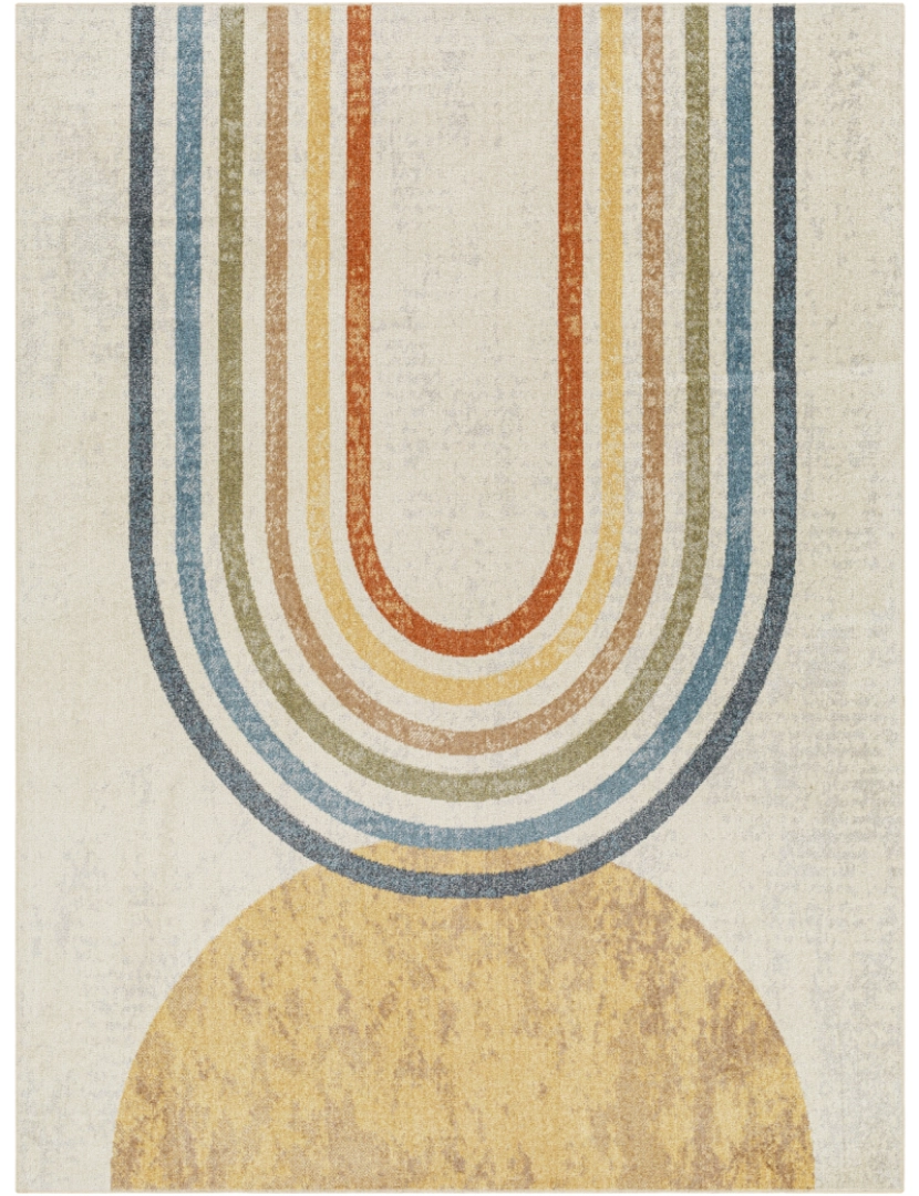 imagem de Tapete Laváveis à Máquina - Escandinavo Retro - BARBARA - 160 x 213 cm - Creme e Multicolor2