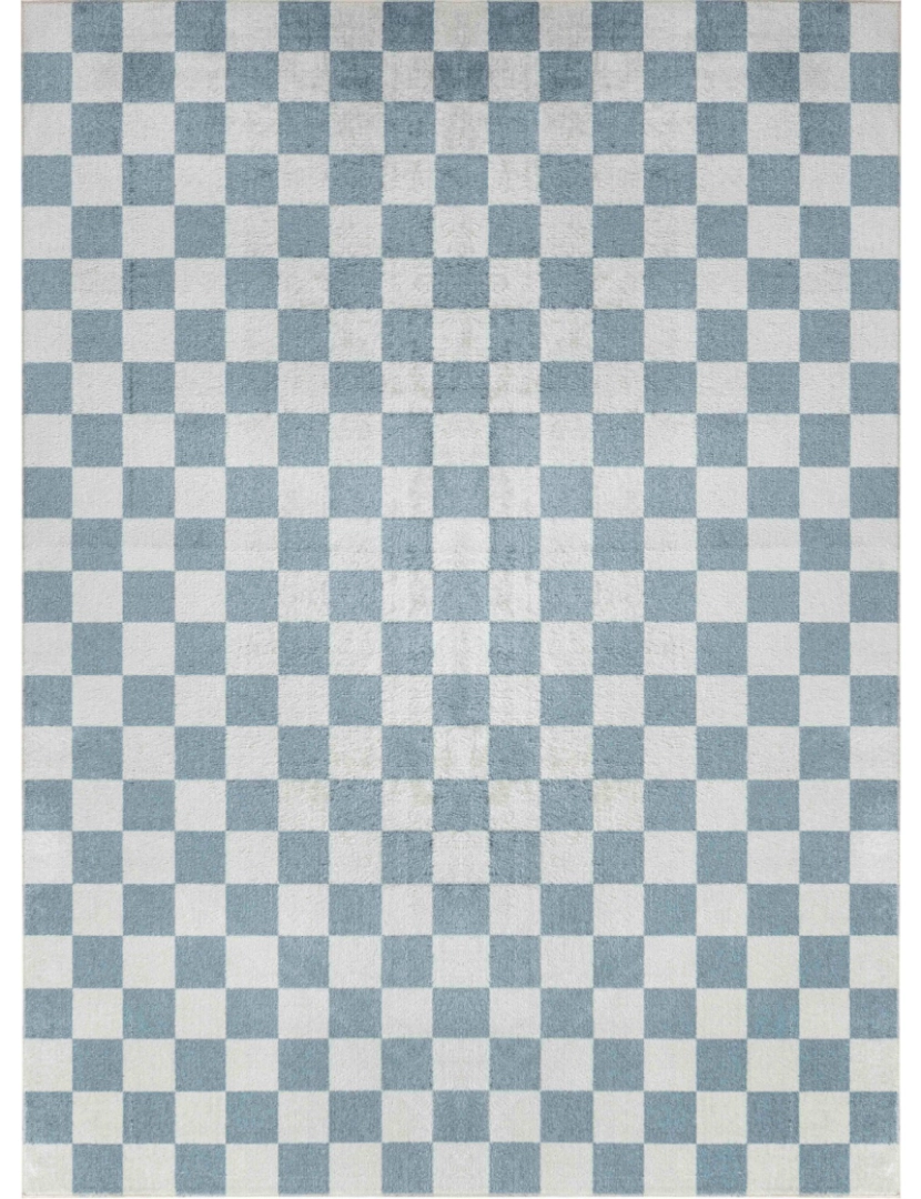 imagem de Tapete Laváveis à Máquina - Geométrico Moderno - CHELSEA - 200 x 275 cm - Creme e Azul2
