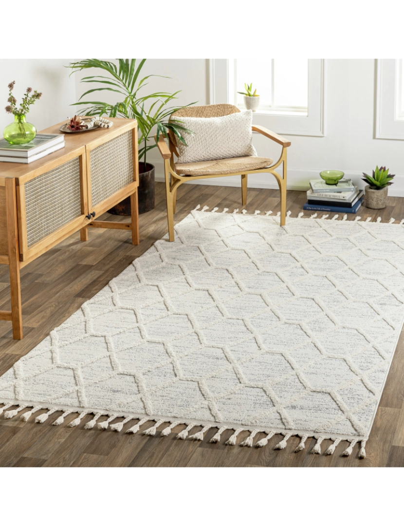 Surya - Tapete Geométrico Berbere  - NORAH - 160 x 213 cm - Creme e Cinza