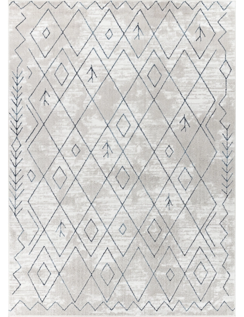 imagem de Tapete Geométrico Berbere - FABIA - 200 x 275 cm - Azul e Branco2