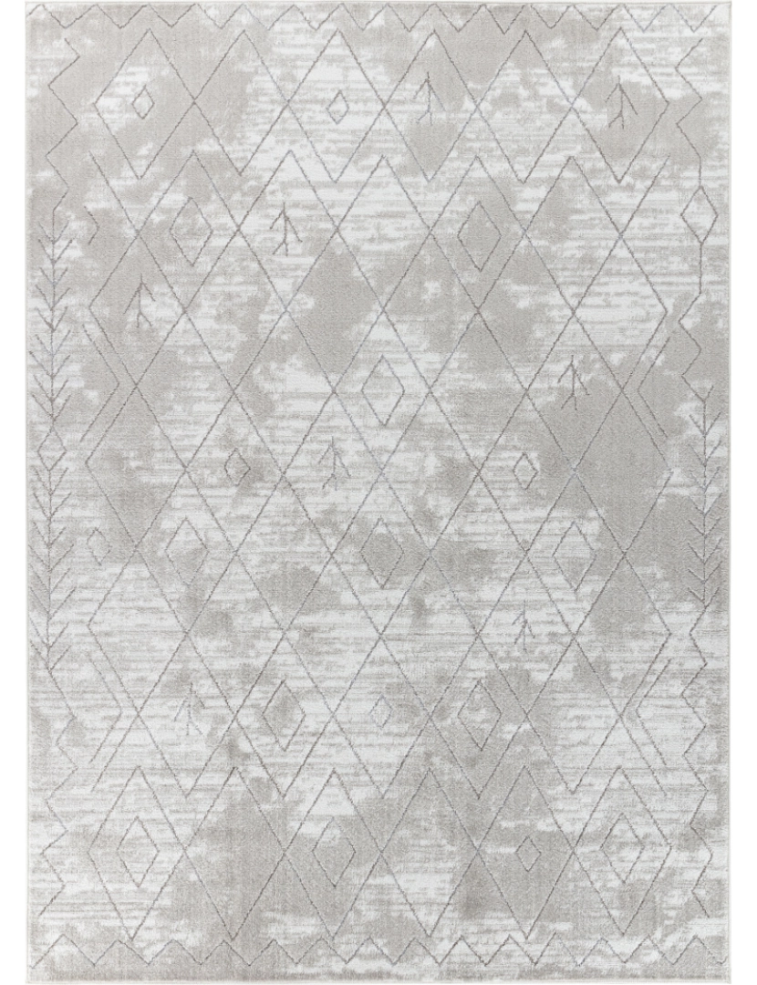 imagem de Tapete Geométrico Berbere - FRAN - 200 x 275 cm - Branco e Cinza2