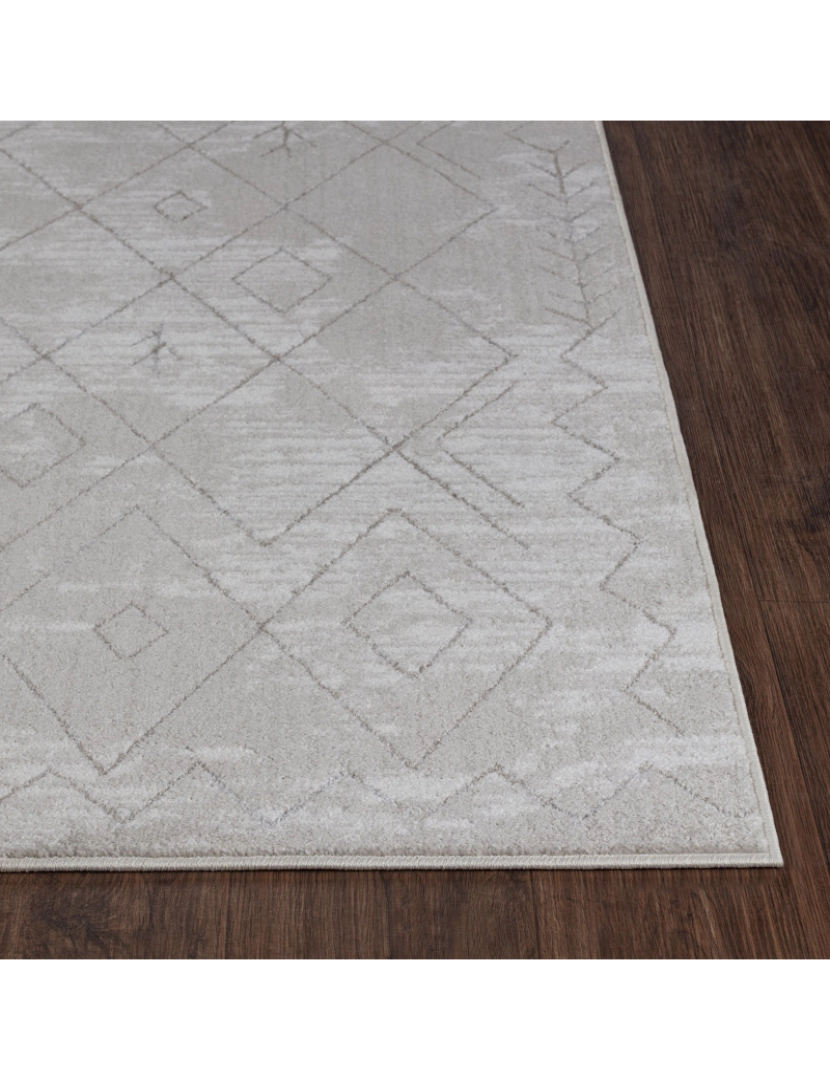 imagem de Tapete Geométrico Berbere - FRAN - 200 x 275 cm - Branco e Cinza5