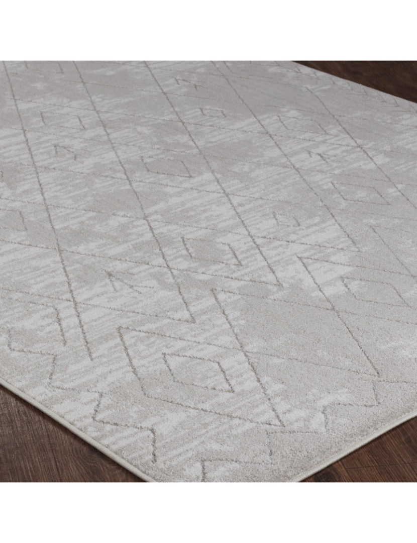 imagem de Tapete Geométrico Berbere - FRAN - 200 x 275 cm - Branco e Cinza7