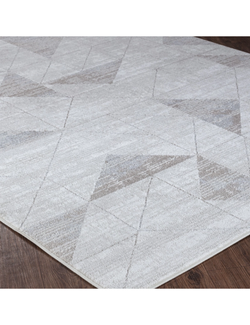 imagem de Tapete Geométrico Escandinavo - HAZELLA - 200 x 275 cm - Branco e Cinza Claro7