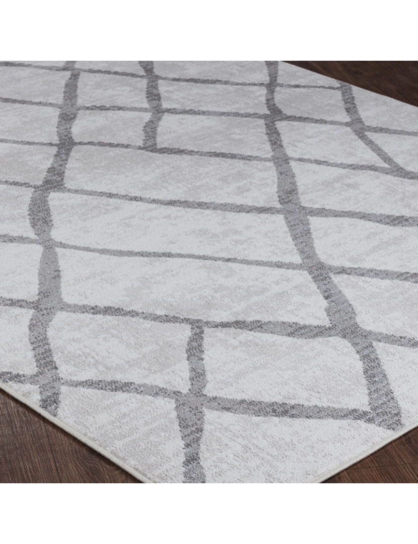 imagem de Tapete Geométrico Escandinavo - GLORIA - 200 x 275 cm - Cinza e Branco7