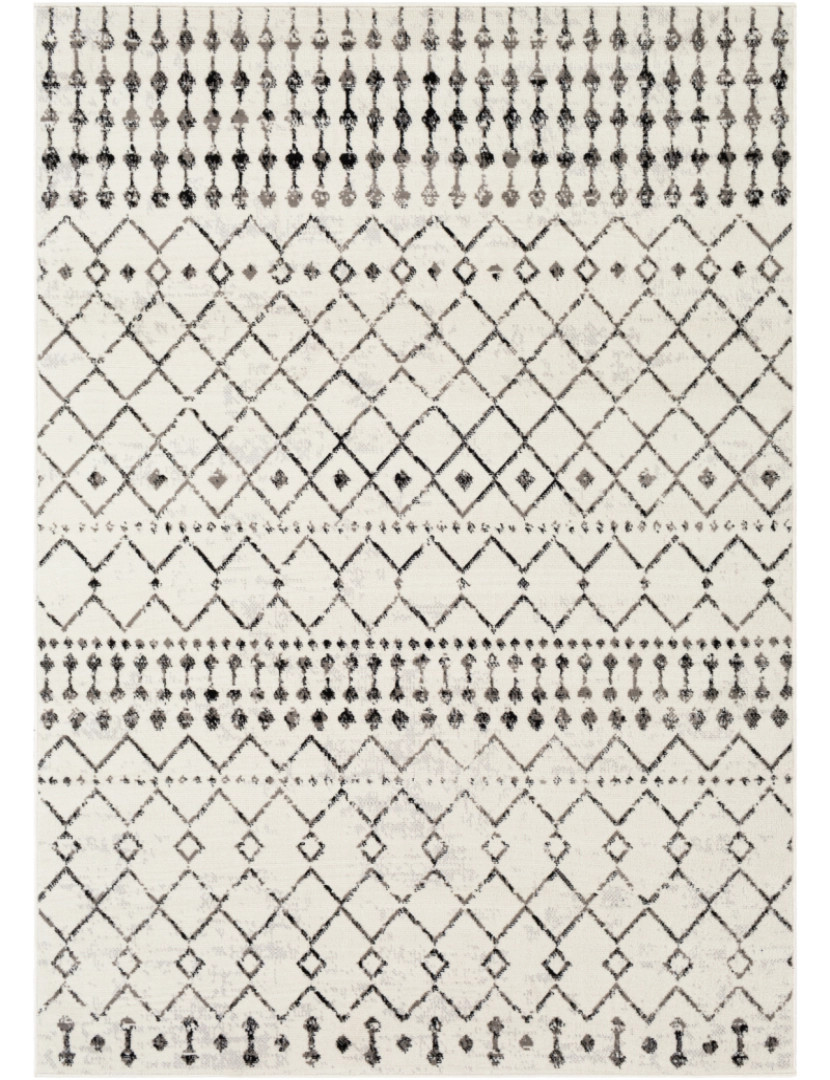 imagem de Tapete Geométrico Berbere - LEONOR - 152 x 213 cm - Cinza e Branco2