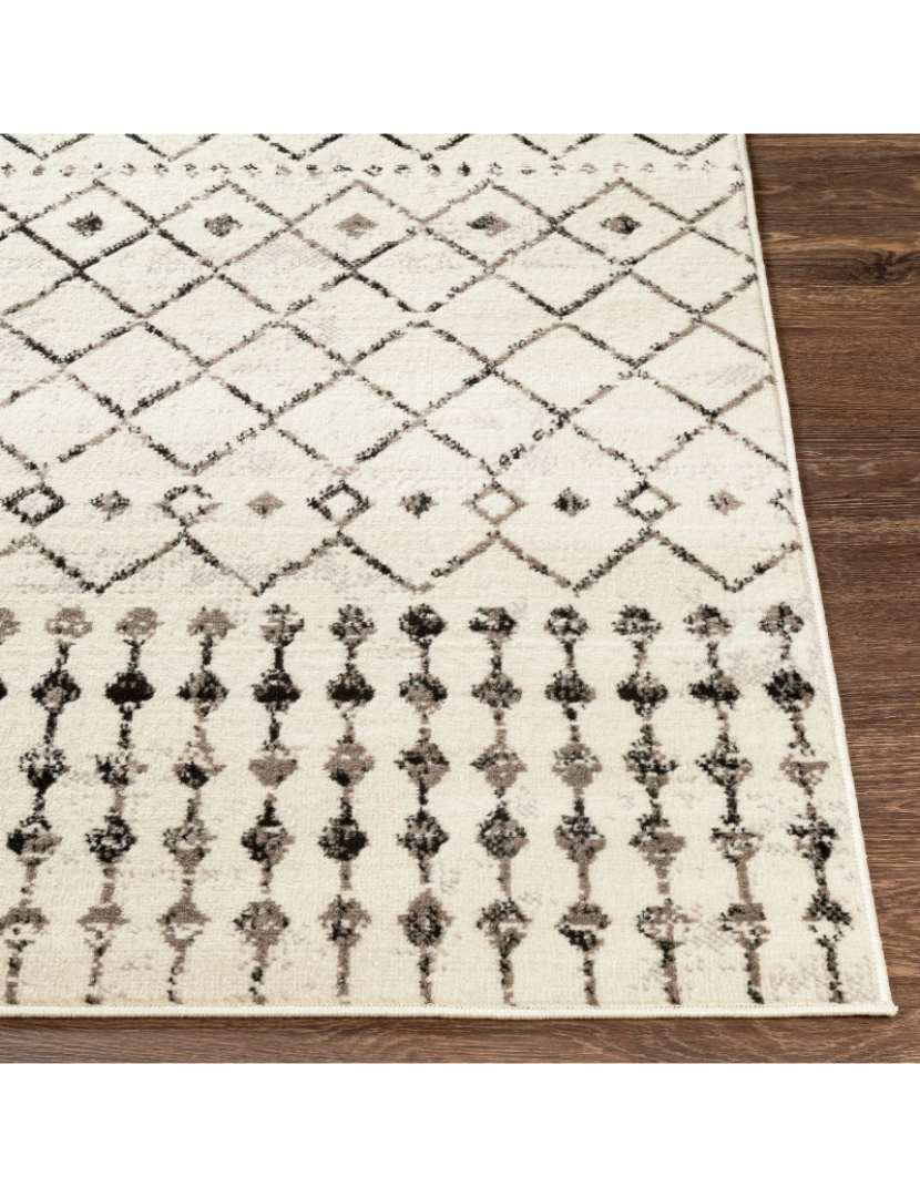 imagem de Tapete Geométrico Berbere - LEONOR - 152 x 213 cm - Cinza e Branco5