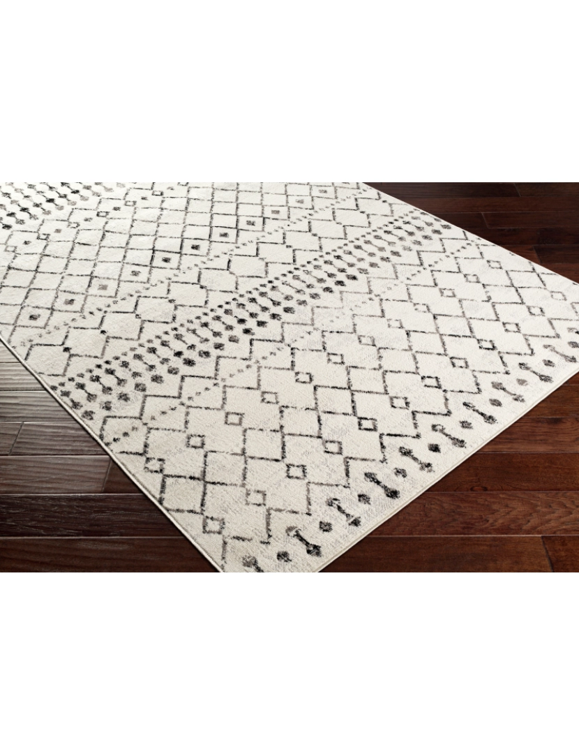 imagem de Tapete Geométrico Berbere - LEONOR - 152 x 213 cm - Cinza e Branco7