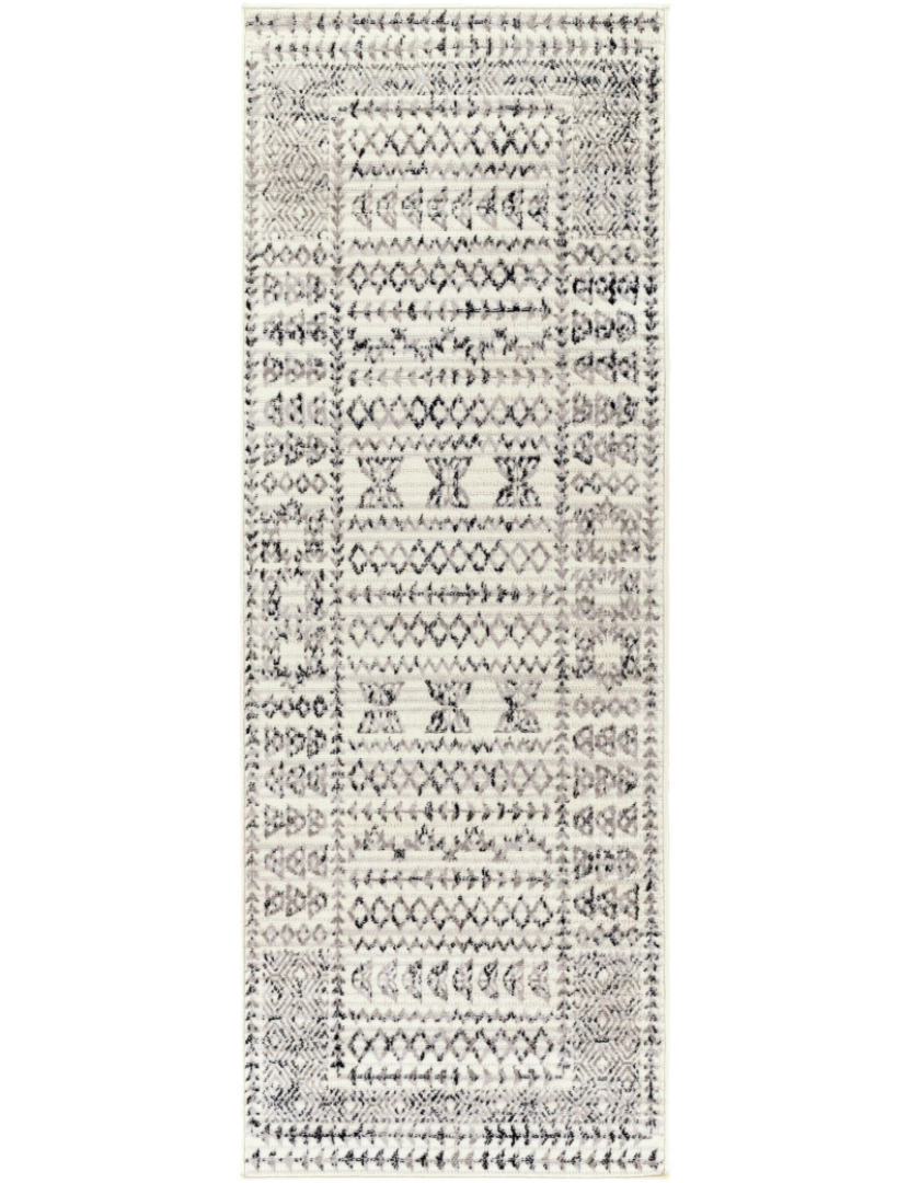 imagem de Tapete Geométrico Escandinavo - OLIMPIA - 80 x 220 cm - Preto e Branco2