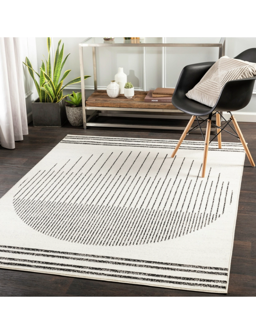 Surya - Tapete Geométrico Escandinavo - AYA - 130 x 170 cm - Preto e Branco